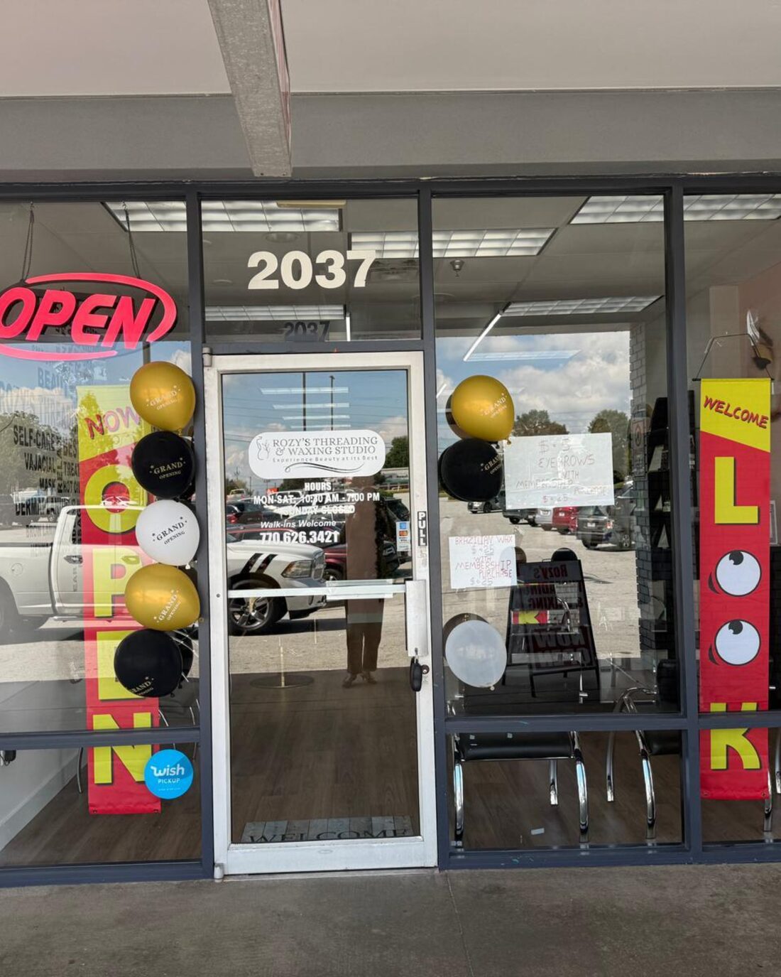 Studio entrance decorated for opening day